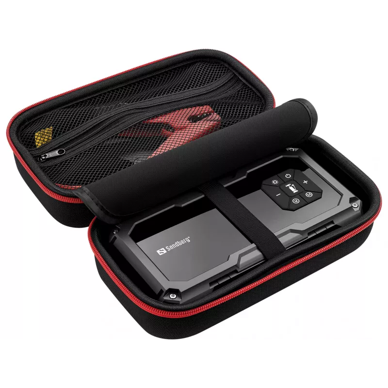 Nešiojamas užvedimo įrenginys ir padangų pompa SANDBERG Sandberg Car Jumpstarter TirePump 10000 — 800 A startas, 2 A išėjimas, 5 V USB