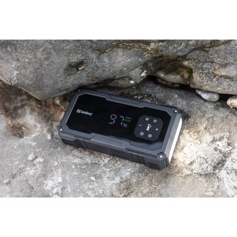 Nešiojamas užvedimo įrenginys ir padangų pompa SANDBERG Sandberg Car Jumpstarter TirePump 10000 — 800 A startas, 2 A išėjimas, 5 V USB