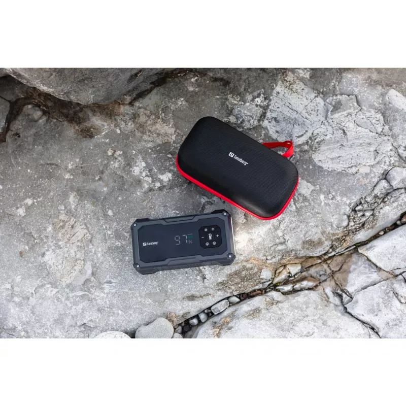 Nešiojamas užvedimo įrenginys ir padangų pompa SANDBERG Sandberg Car Jumpstarter TirePump 10000 — 800 A startas, 2 A išėjimas, 5 V USB