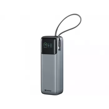 Nešiojamas maitinimo blokas SANDBERG All-in1 Powerbank 20000 PD 130W – 20000 mAh, LiPo, USB-A 1x, USB-C 1x, 130 W, juoda/pilka