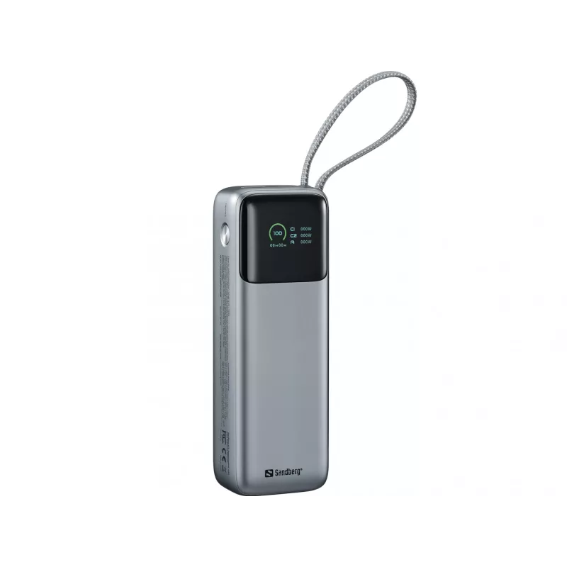 Nešiojamas maitinimo blokas SANDBERG All-in1 Powerbank 20000 PD 130W – 20000 mAh, LiPo, USB-A 1x, USB-C 1x, 130 W, juoda/pilka