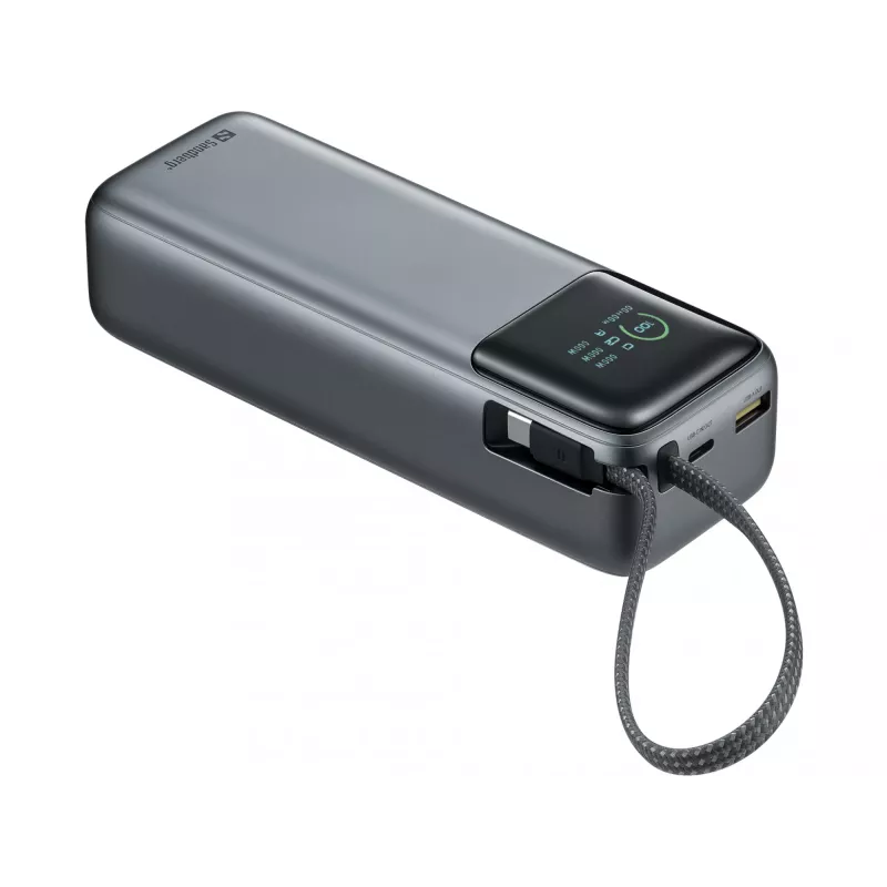 Nešiojamas maitinimo blokas SANDBERG All-in1 Powerbank 20000 PD 130W – 20000 mAh, LiPo, USB-A 1x, USB-C 1x, 130 W, juoda/pilka