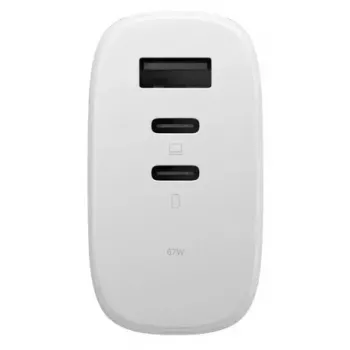 Greitasis GaN įkroviklis Native Union Fast GaN Charger PD 67W Baltas International 2C1A USB-C 2 prievadai 67W AC 100–240V apsauga nuo viršsrovių, viršįtampio, perkaitimo