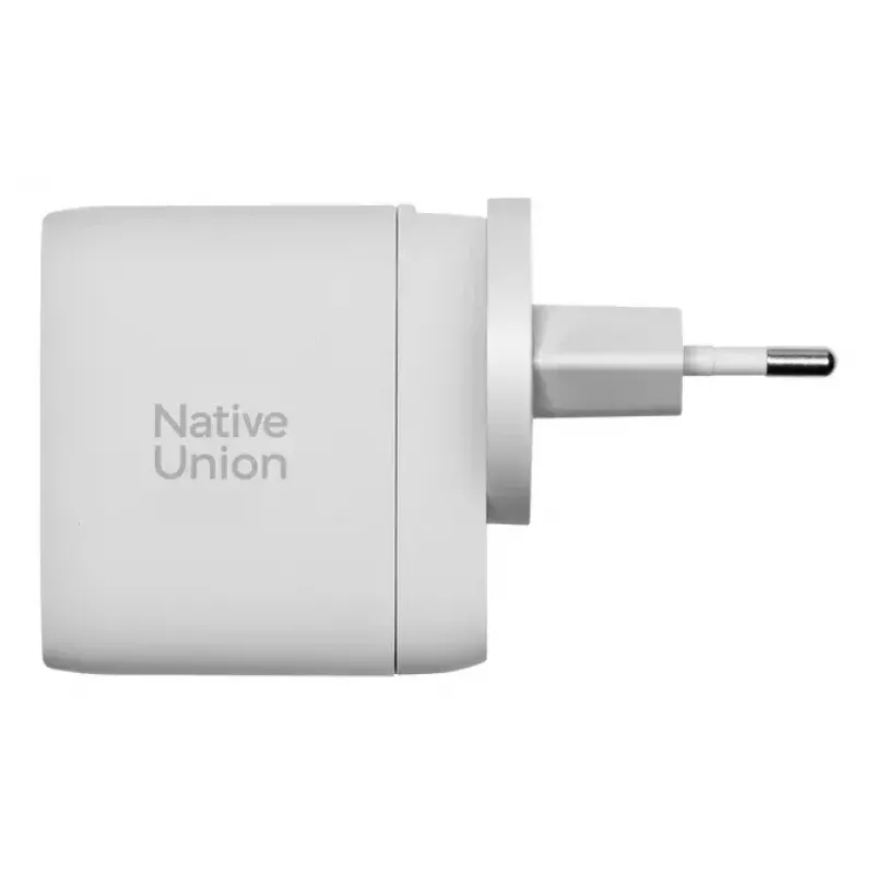 Greitasis GaN įkroviklis Native Union Fast GaN Charger PD 67W Baltas International 2C1A USB-C 2 prievadai 67W AC 100–240V apsauga nuo viršsrovių, viršįtampio, perkaitimo