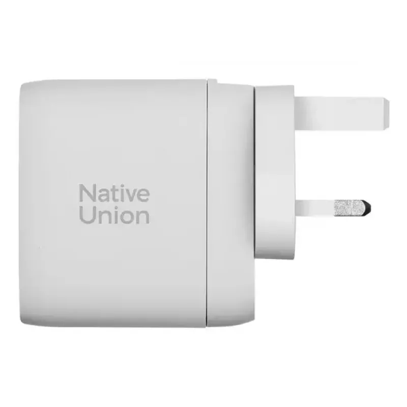 Greitasis GaN įkroviklis Native Union Fast GaN Charger PD 67W Baltas International 2C1A USB-C 2 prievadai 67W AC 100–240V apsauga nuo viršsrovių, viršįtampio, perkaitimo