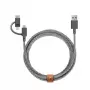 USB 2.0 duomenų laidas Native Union BELT-ULC-ZEB-NP 2 m USB A – USB‑C / Micro‑USB B / Lightning juodai baltas