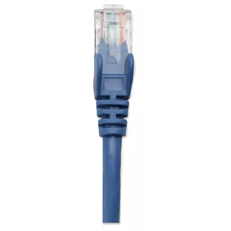 Intellinet tinklo jungiamasis kabelis Cat5e 0,5 m mėlynas CCA U/UTP PVC RJ45 auksuoti kontaktai be užkliuvimo su movomis visam laikui