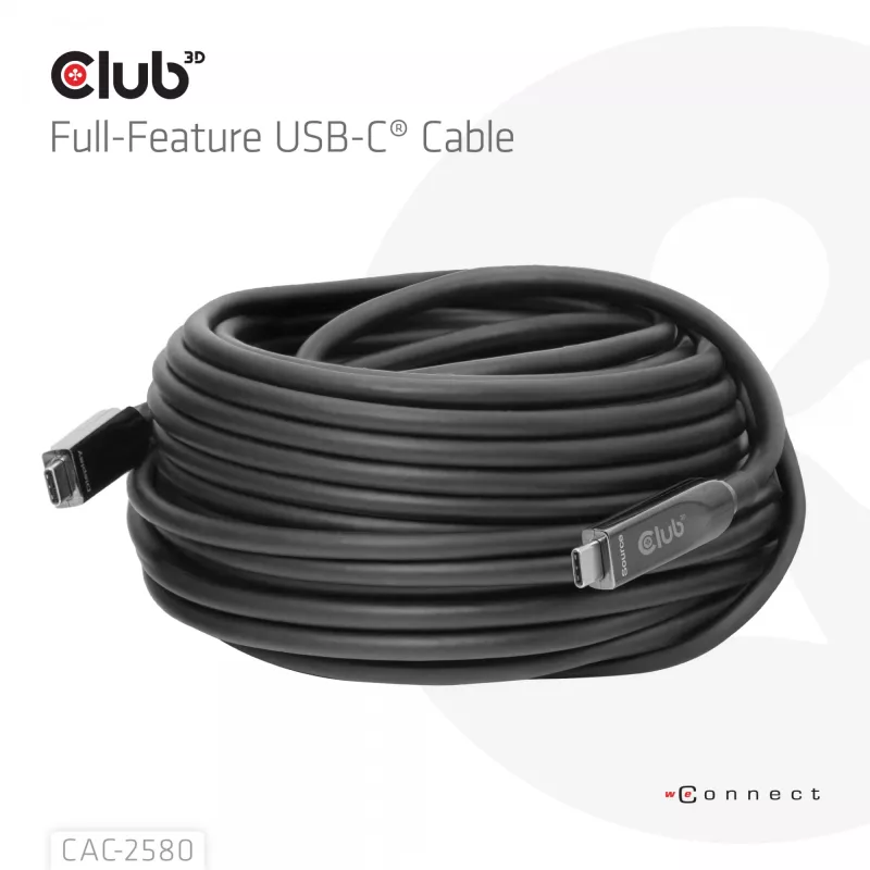 CLUB3D 15 m Full-Feature USB-C® laidas / 49,21 pėdos 8K60Hz 10Gbps 60W