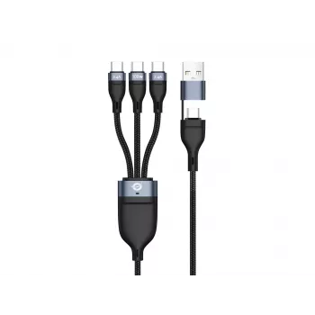 Conceptronic ETTA06B15C 3-in-1 100W greito įkrovimo duomenų kabelis 1,5 m, trigubas USB-C, USB 2.0, E-Mark