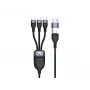 Conceptronic ETTA06B15C 3-in-1 100W greito įkrovimo duomenų kabelis 1,5 m, trigubas USB-C, USB 2.0, E-Mark