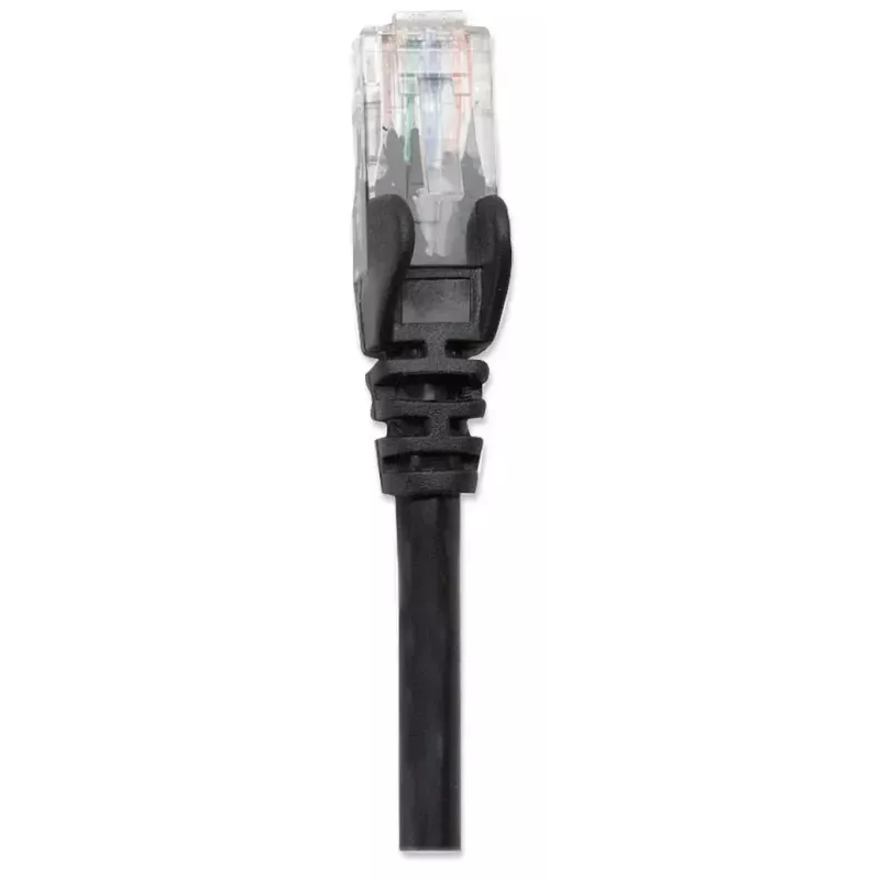 Intellinet Network Patch Cable, Cat6, 5m, Juoda, CCA, U/UTP, PVC, RJ45, Auksuoti kontaktai, Su apsauga nuo užkabinimo, Su boot, Viso gyvenimo garantija