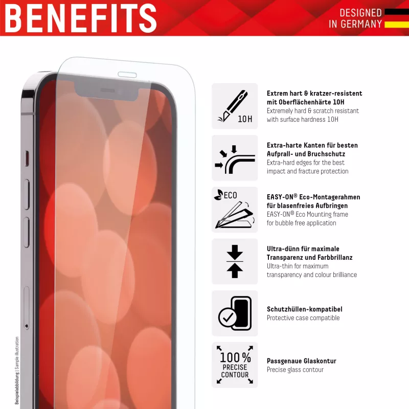Displex Screen Protector (10H) Apple iPhone 12/12 Pro, Eco montavimo rėmelis, grūdintas stiklas, atsparus įbrėžimams apsauginis stiklas, draugiškas dėklui