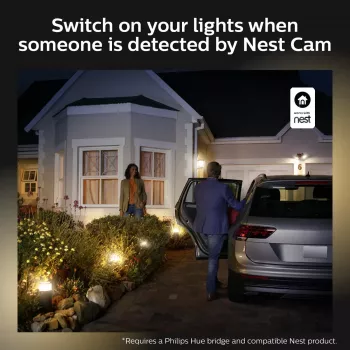Philips Hue White Welcome Floodlight lauko prožektorius, 20.5 W LED, 220–240 V įvadas, 24 V šviestuvas, juodas, 160×220×153 mm