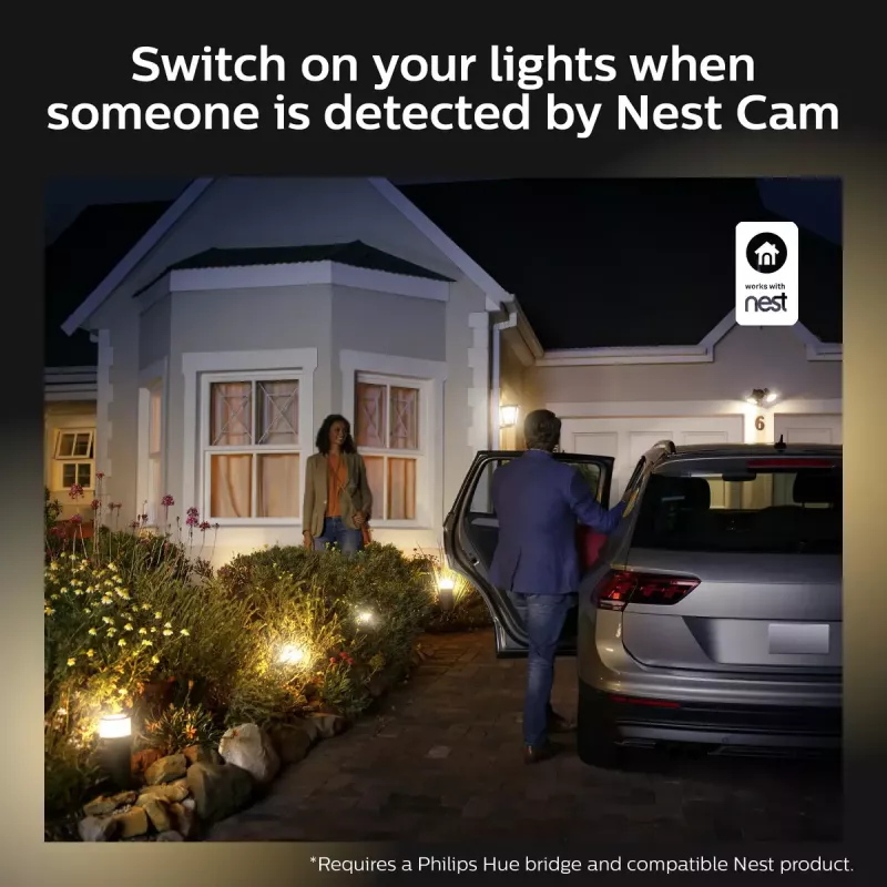 Philips Hue White Welcome Floodlight lauko prožektorius, 20.5 W LED, 220–240 V įvadas, 24 V šviestuvas, juodas, 160×220×153 mm