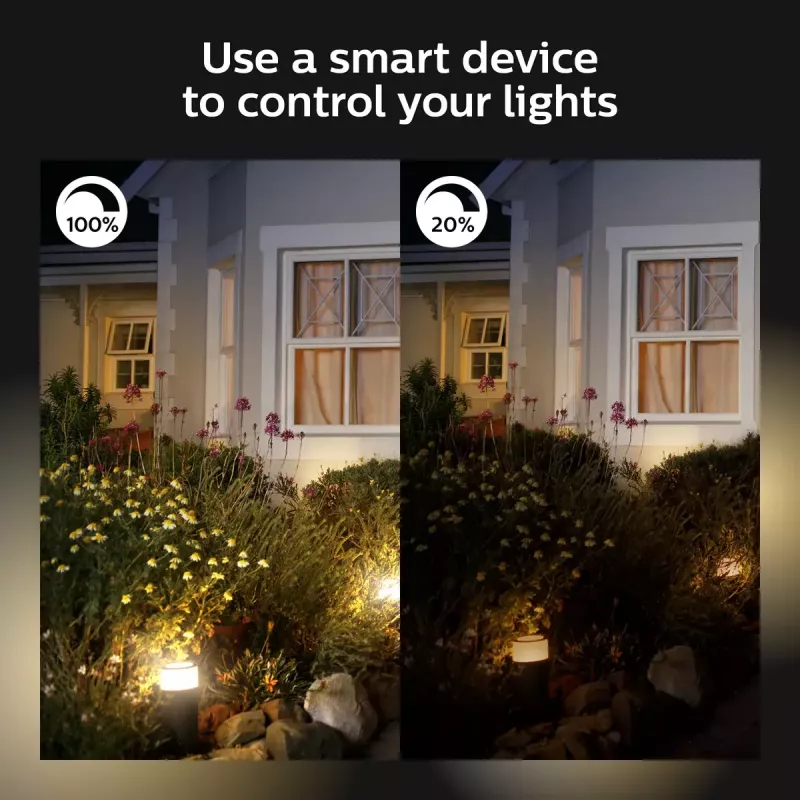 Philips Hue White Welcome Floodlight lauko prožektorius, 20.5 W LED, 220–240 V įvadas, 24 V šviestuvas, juodas, 160×220×153 mm