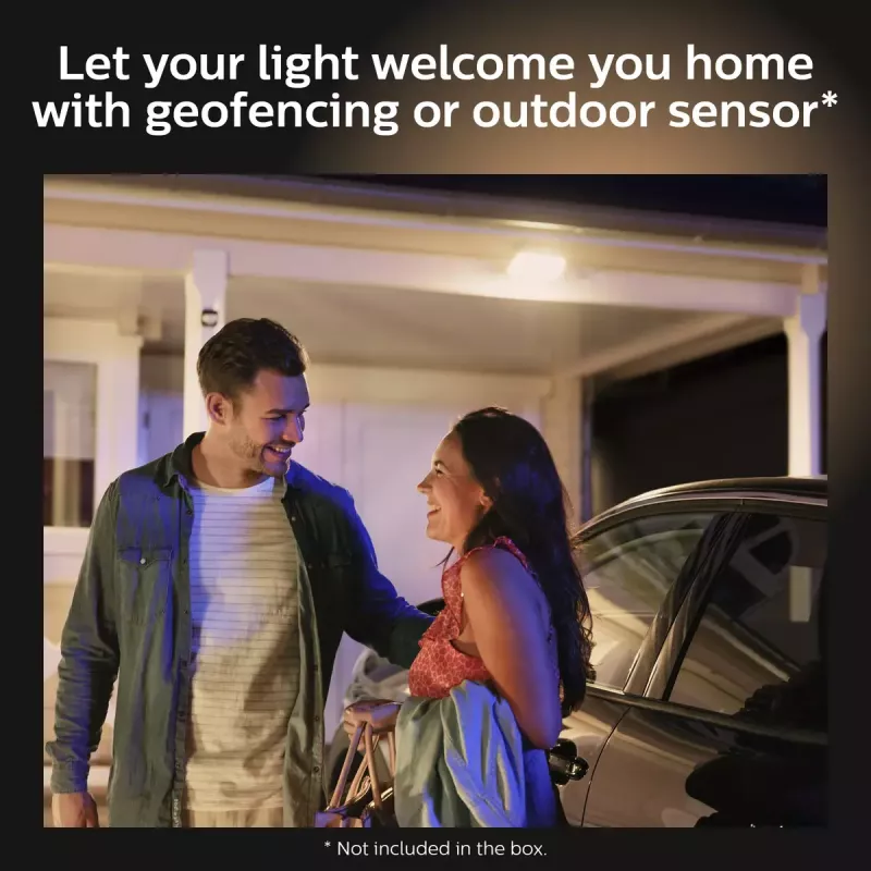 Philips Hue White Welcome Floodlight lauko prožektorius, 20.5 W LED, 220–240 V įvadas, 24 V šviestuvas, juodas, 160×220×153 mm