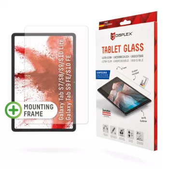 Displex Tablet Glass (9H), skirtas Samsung Galaxy Tab S7/S8/S9/S9 FE/S10 FE/S10 Lite, su Eco montavimo rėmeliu, nedūžtantis