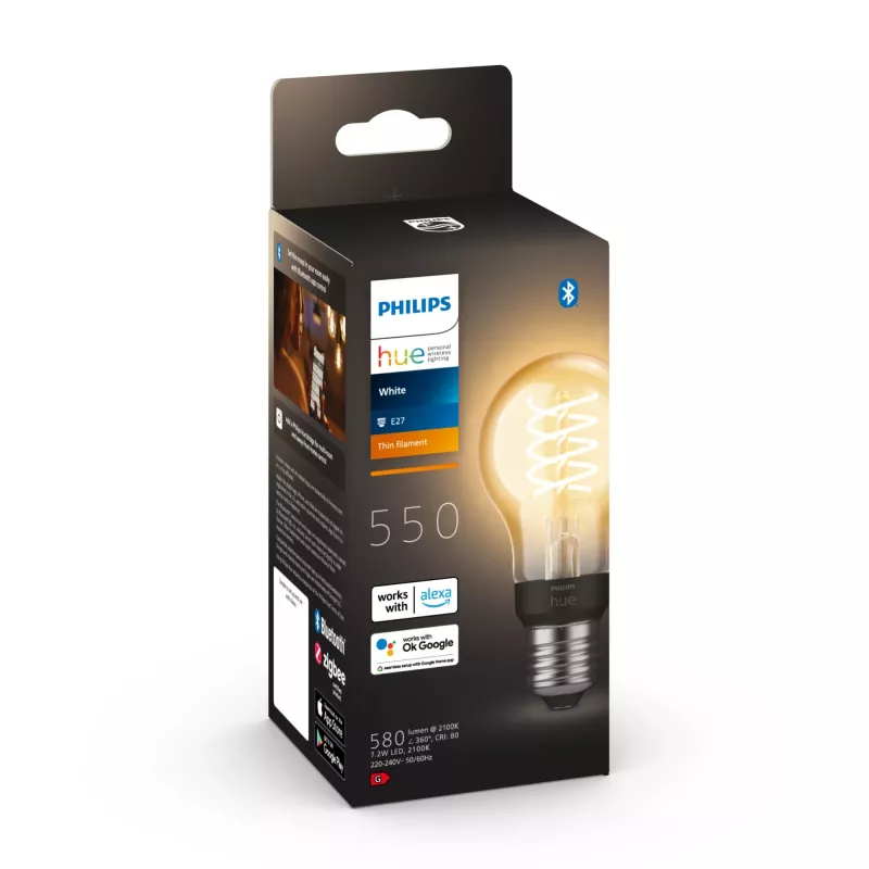 Philips Hue A60 – E27 išmanioji lemputė, Bluetooth/Zigbee, balta, LED, 8 W