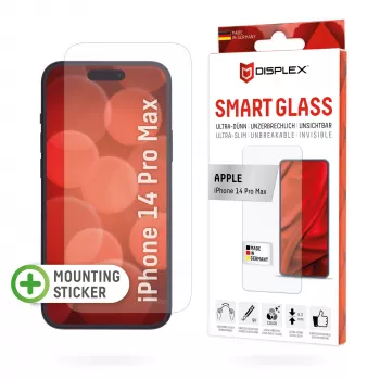Displex Smart Glass (9H) apsauginis stiklas Apple iPhone 14 Pro Max, su montavimo lipdukais, nedūžtantis, itin plonas, nematomas