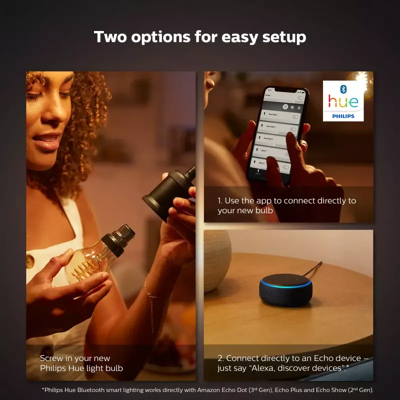 Išmanioji lemputė Philips ST64 Edison E27 Bluetooth/Zigbee, 7 W, permatoma, 60×135 mm