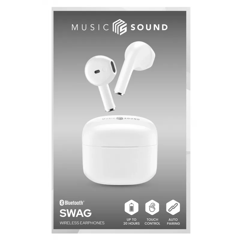 „cellular line“ Music Sound SWAG belaidės ausinės (kapsulės formos, TWS, baltos)