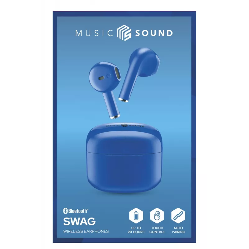Belaidės ausinės Music Sound SWAG, kapsulės formos, TWS, turkio spalvos