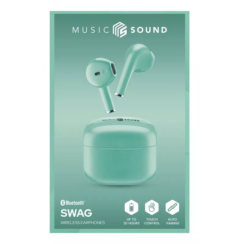 Cellular Line Music Sound SWAG belaidės ausinės (TWS, kapsulės formos, žalios)