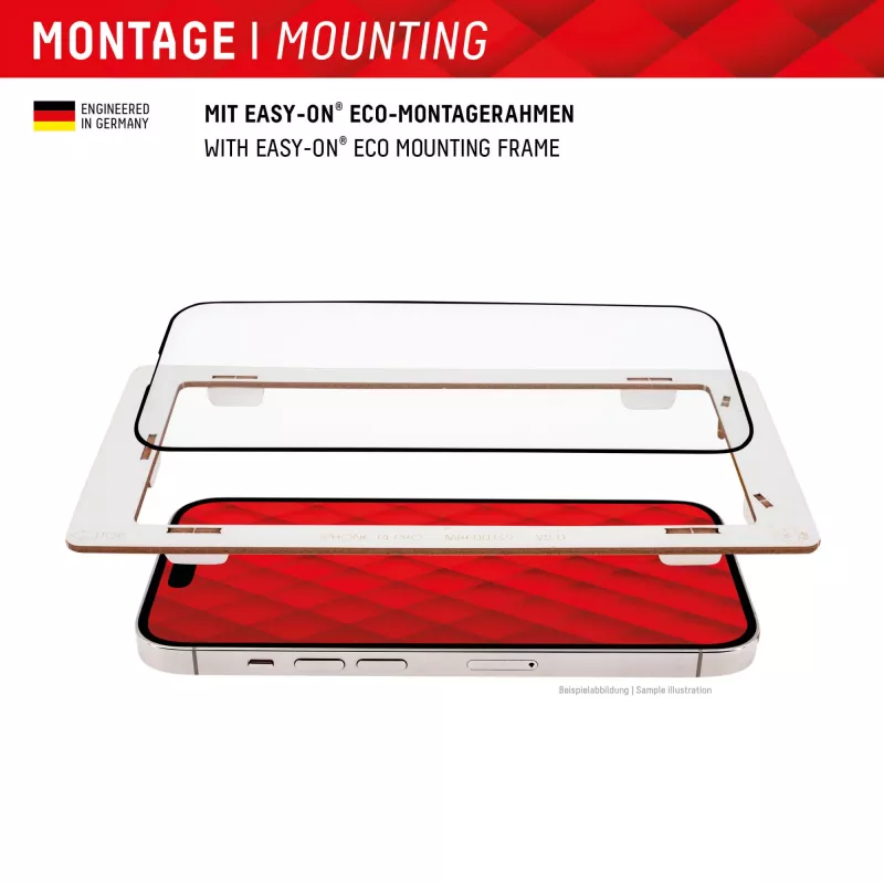 Displex Full Cover ekrano apsauginis stiklas (10H), skirtas Samsung Galaxy A54 5G, su EASY-ON® Eco montavimo rėmeliu