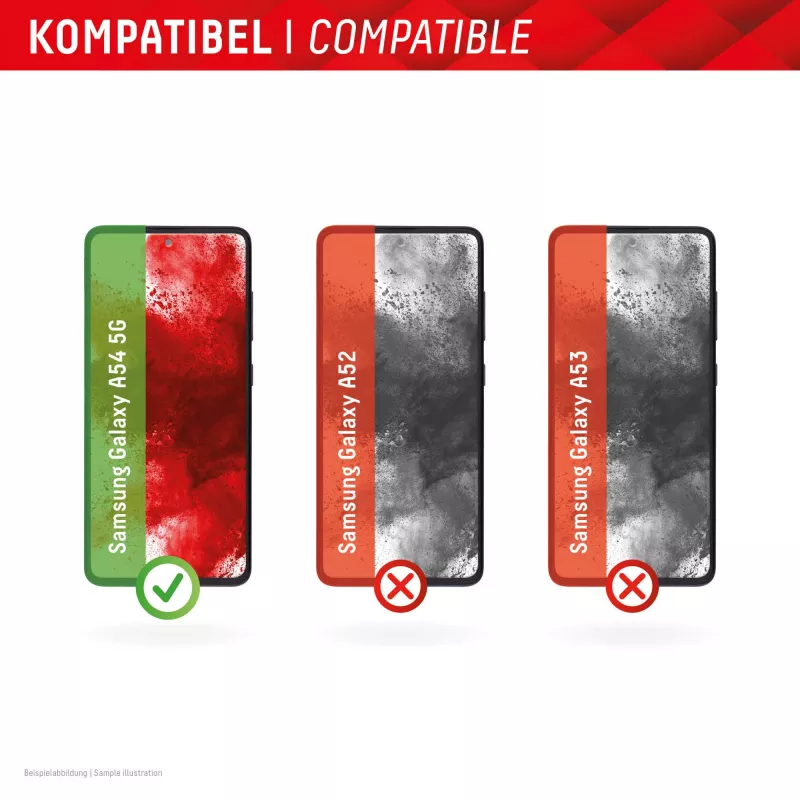 Displex Full Cover ekrano apsauginis stiklas (10H), skirtas Samsung Galaxy A54 5G, su EASY-ON® Eco montavimo rėmeliu