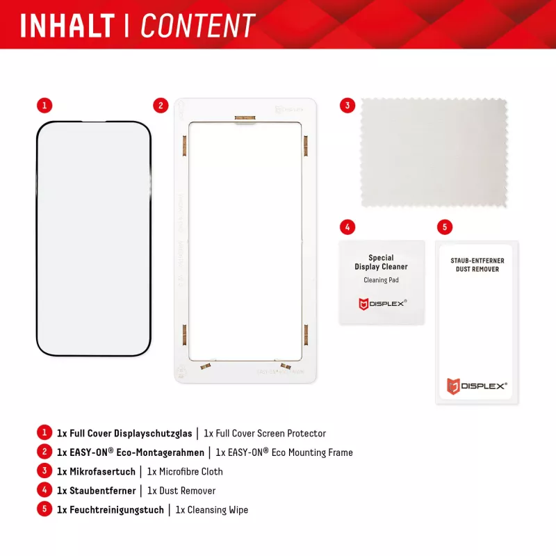 Displex Full Cover ekrano apsauginis stiklas (10H), skirtas Samsung Galaxy A54 5G, su EASY-ON® Eco montavimo rėmeliu