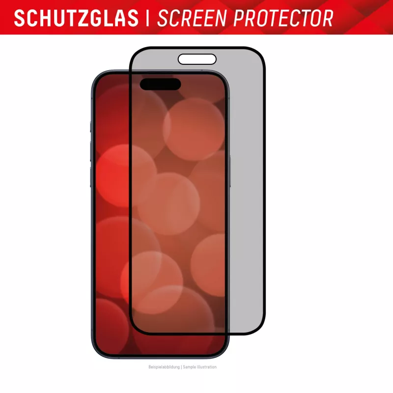 Displex privatumo ekrano apsauginis stiklas (10H), skirtas Apple iPhone 15/15 Pro, su Eco montavimo rėmeliu