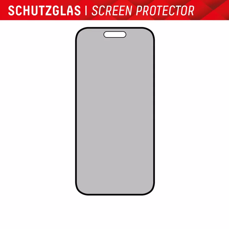 Displex privatumo ekrano apsauginis stiklas (10H), skirtas Apple iPhone 15/15 Pro, su Eco montavimo rėmeliu
