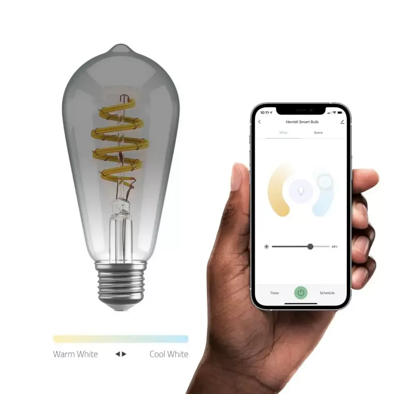 Išmanioji lemputė Avanca International BV Hombli HBEB-0211, Wi-Fi, 5,5 W, pilka, A19 (6,1×14,2 cm)