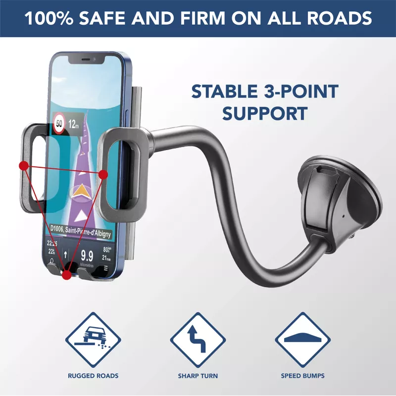 Sourcing Cellularline Hug Flexi XL universalus laikiklis su siurbtuku mobiliesiems telefonams, juodas/pilkas
