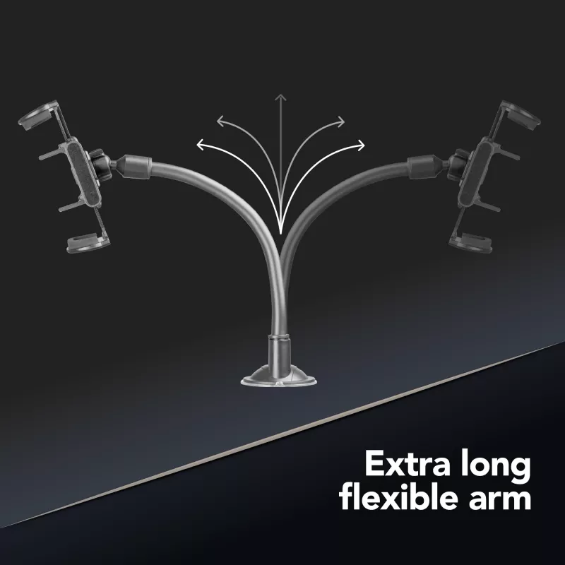 Sourcing Cellularline Hug Flexi XL universalus laikiklis su siurbtuku mobiliesiems telefonams, juodas/pilkas