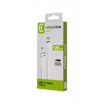 Maitinimo laidas Cellularline 120cm USB-C USB A baltas