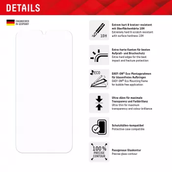 Displex apsauginis stiklas (10H) Samsung A15/A15 5G su Eco montavimo rėmeliu, atsparus įbrėžimams