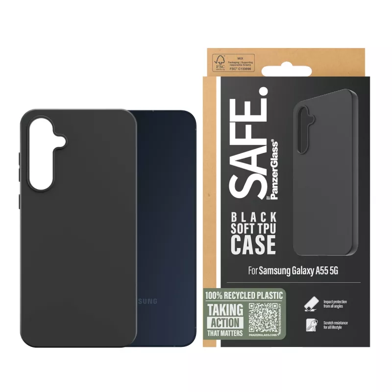 PanzerGlass SAFE. by ® TPU dėklas Samsung Galaxy A55 5G | Juodas