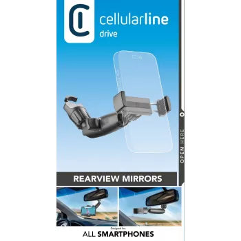 Automobilinis telefono laikiklis Cellularline Spin Mirror Black pasyvus laikiklis