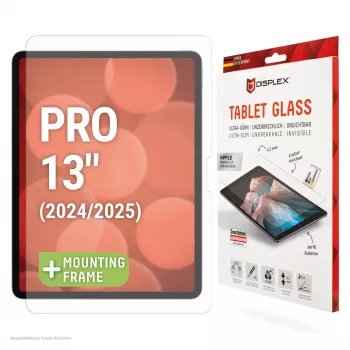 Displex stiklinė apsauga planšetei (9H), skirta Apple iPad Pro 13'' (2025/2024), su EASY-ON® Eco montavimo rėmeliu, nedūžtanti, itin plona, nematoma
