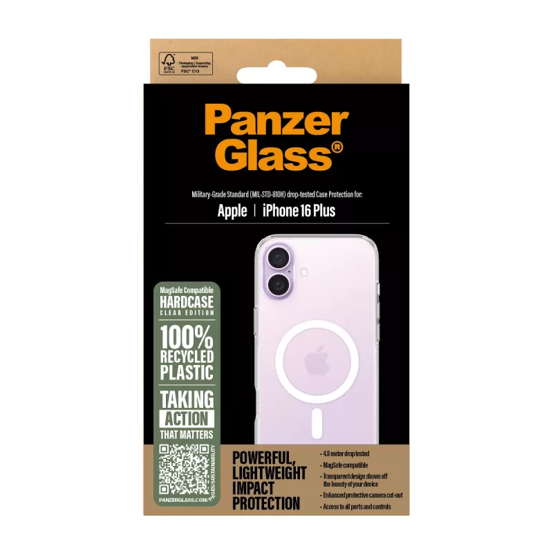 PanzerGlass HardCase Transparent su Baltu MagSafe iPhone 16 Plus