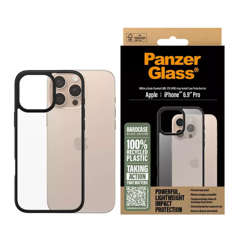 PanzerGlass HardCase Skaidrus su Juodu Rėmeliu iPhone 16 Pro Max