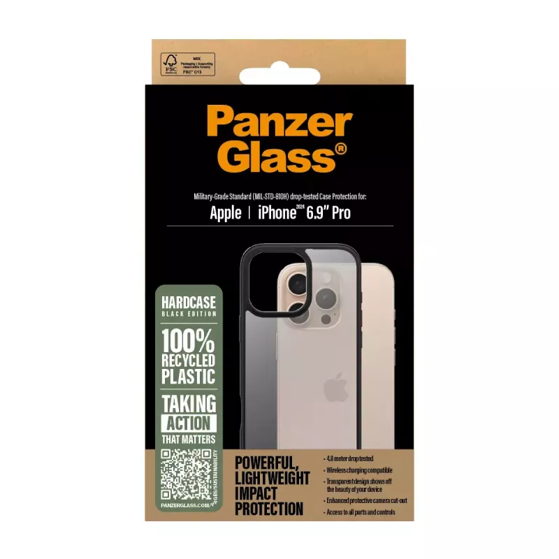PanzerGlass HardCase Skaidrus su Juodu Rėmeliu iPhone 16 Pro Max