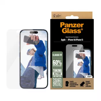 PanzerGlass ® Ekrano apsauga iPhone 16 | 15 | Classic Fit