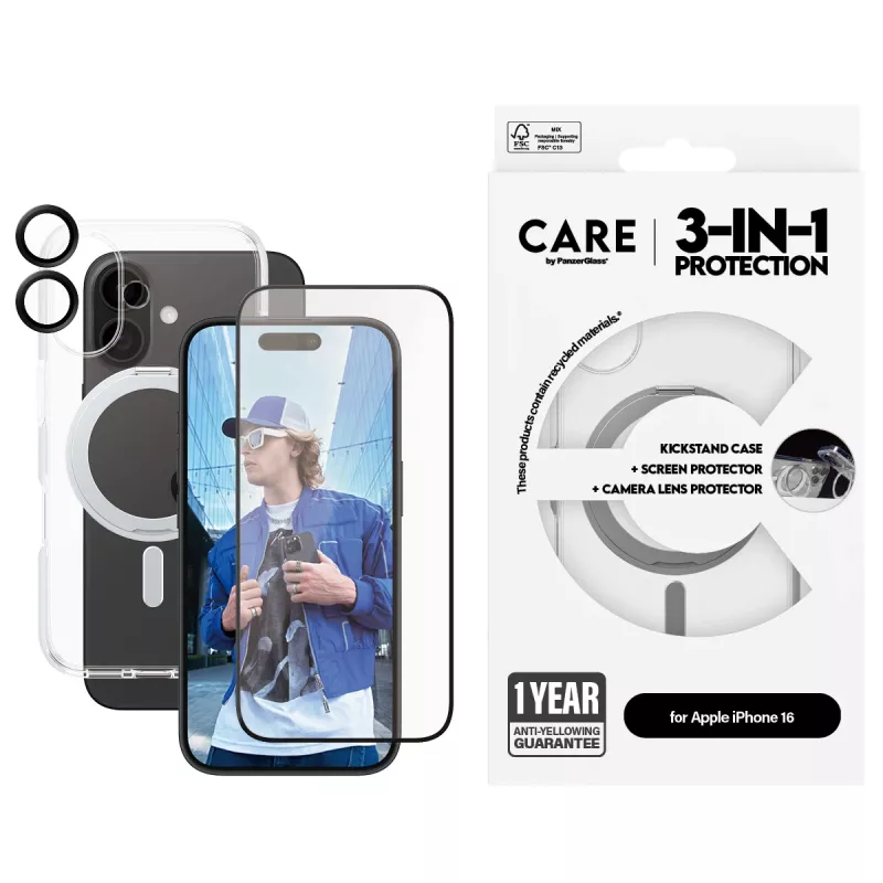 PanzerGlass CARE by ® 3-in-1 Ceramic Bundle iPhone 16