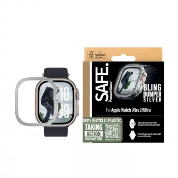 PanzerGlass SAFE. by® Bling Bumper sidabrinis Apple Watch Ultra 3 | Ultra 2 | Ultra | 49 mm