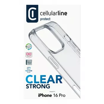 Cellularline Clear Strong - iPhone 16 Pro kietas dėklas su guminiais kraštais
