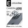 Cellularline apsauginis stiklas fotoaparatui, skirtas Apple iPhone 16 Pro Max, permatomas, atsparus įbrėžimams ir smūgiams