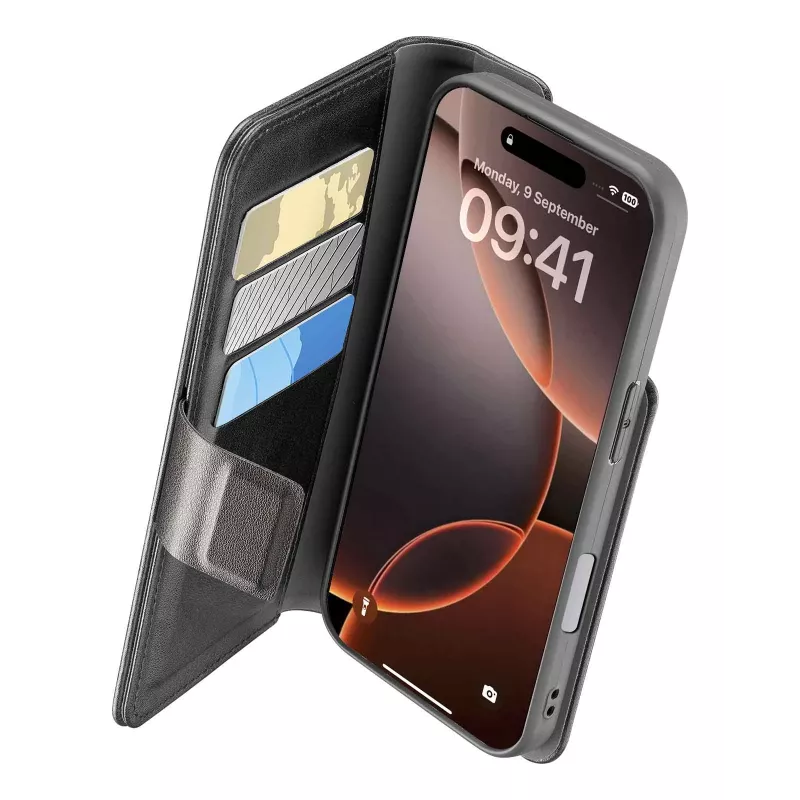 Cellularline Book Agenda iPhone 16 Pro odinis dėklas su magnetiniu užsegimu