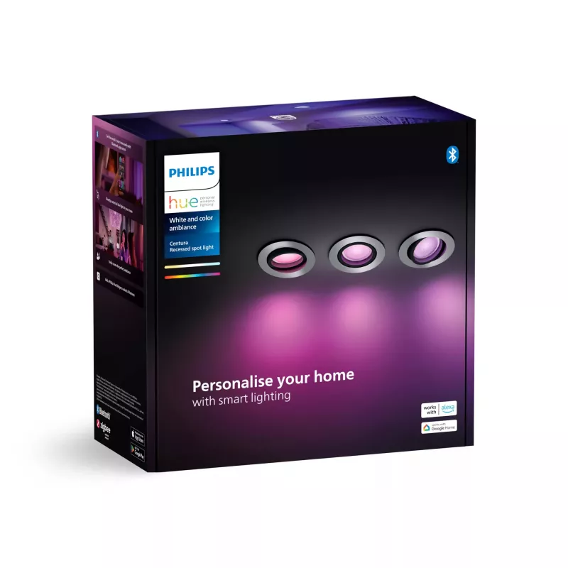 Philips Hue White and colour ambience 3 vnt. Centura įleidžiamas prožektorius